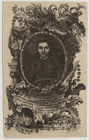 Gravé et dessiné par JC Bak à Liège en 1752 - Image mortuaire de Gilles Bideloz (mort en 1752)