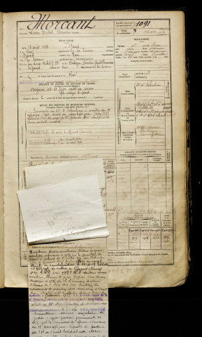 Morcant, Louis Michel Florentin, né le 18 août 1883 à Quend (Somme), classe 1903, matricule n° 1091, Bureau de recrutement d'Abbeville