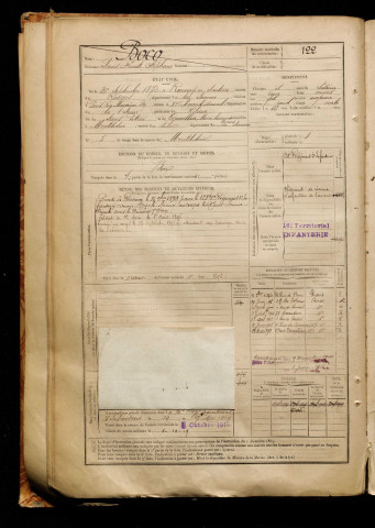 Boco, Louis Honeste Stéphane, né le 26 septembre 1872 à Rouvroy-en-Santerre (Somme), classe 1892, matricule n° 122, Bureau de recrutement de Péronne