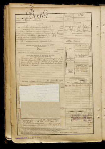 Berthe, Alfred Adolphe, né le 28 juillet 1877 à Cerisy-Buleux (Somme), classe 1897, matricule n° 1262, Bureau de recrutement d'Abbeville