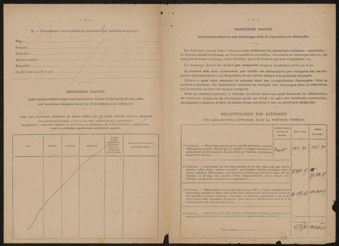 Péronne. Demande d'indemnisation des dommages de guerre : dossier Dendeleux