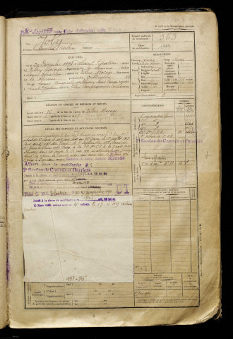 Joly, Marcellin Arthur, né le 20 décembre 1898 à Saint-Gratien (Somme), classe 1918, matricule n° 563, Bureau de recrutement d'Amiens