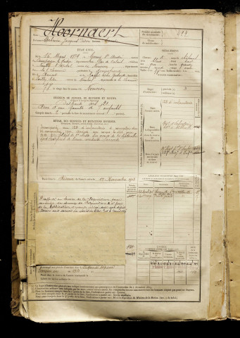 Hoornaert, Ambroise Jacques Désiré Anicet, né le 16 mars 1879 à Gouy-Saint-André (Pas-de-Calais), classe 1899, matricule n° 422, Bureau de recrutement d'Abbeville