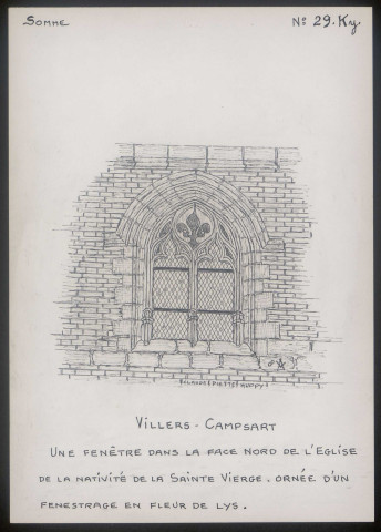 Villers-Campsart : fenêtre dans la face nord de l'église - (Reproduction interdite sans autorisation - © Claude Piette)