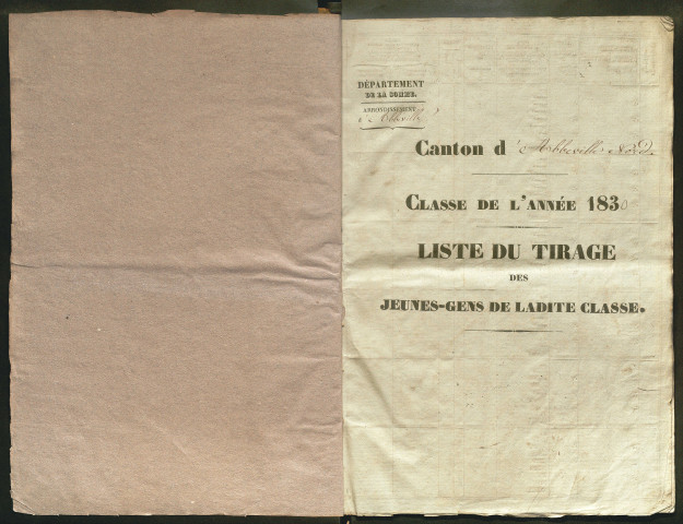 Tirage au sort (arrondissement d'Abbeville) de l'année 1830