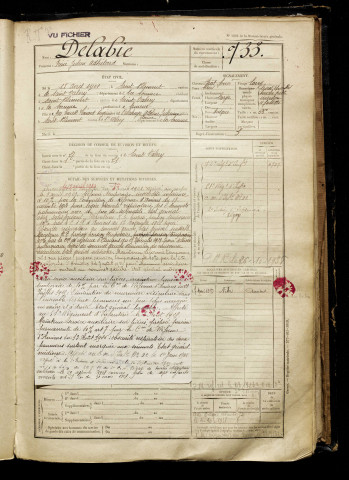 Delabie, Iréné Julien Adhélard, né le 18 avril 1901 à Saint-Blimont (Somme), classe 1921, matricule n° 733, Bureau de recrutement d'Abbeville