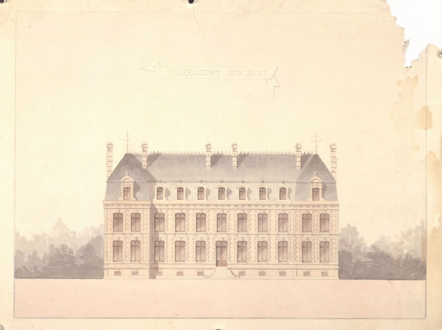 Propriété de M. H. Saint : plan en élévation de la façade dressé par l'architecte Delefortrie