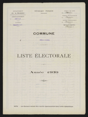 Liste électorale : Airaines (Dreuil-Hamel)