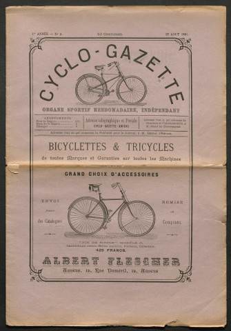 Cyclo-Gazette. Organe sportif hebdomadaire indépendant, numéro 2