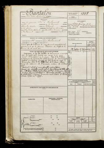 Barsalou, Elie Victor Alphonse Pascal, né le 11 janvier 1896 à Hallencourt (Somme), classe 1916, matricule n° 1598, Bureau de recrutement d'Abbeville