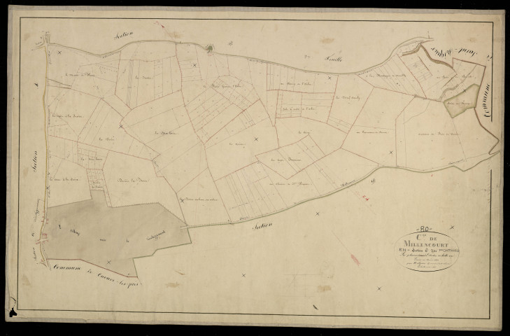 Plan du cadastre napoléonien - Millencourt-en-Ponthieu (Millencourt) : Plaine devant l'Arbre de Belle-vue (La), C