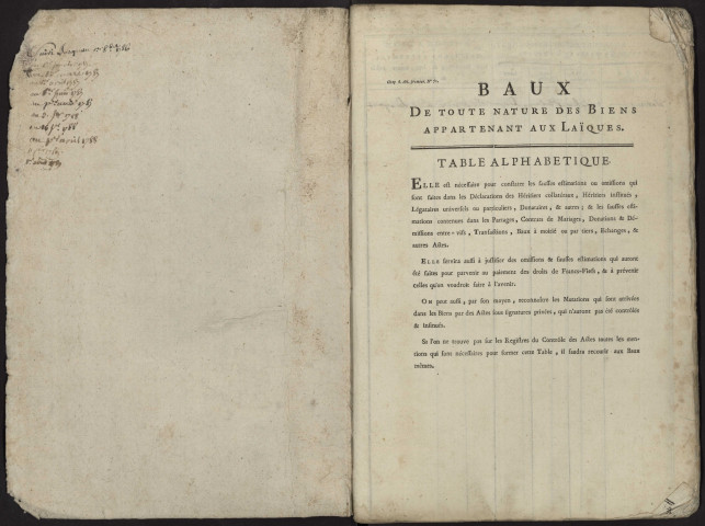 Table du bureau d'Andainville pour la période 1786-1789 Successions collatérales