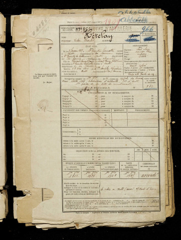 Hételay, Victor Charles, né le 02 janvier 1889 à Saint-Quentin-la-Motte-Croix-au-Bailly (Somme), classe 1909, matricule n° 966, Bureau de recrutement d'Abbeville