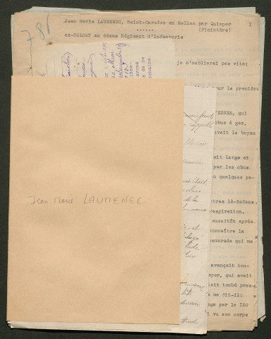 Témoignage de Laumenec, Jean-Marie et correspondance avec Jacques Péricard