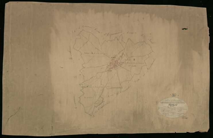 Plan du cadastre napoléonien - Nurlu : tableau d'assemblage