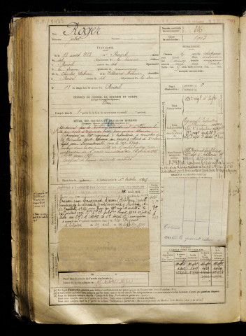 Roger, Jules, né le 13 août 1883 à Roisel (Somme), classe 1903, matricule n° 806, Bureau de recrutement de Péronne