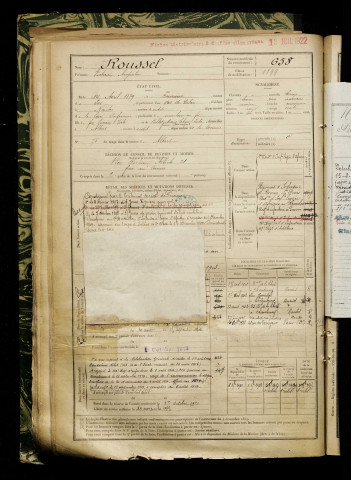 Roussel, Victorien Augustin, né le 14 avril 1879 à Puisieux (Pas-de-Calais), classe 1899, matricule n° 658, Bureau de recrutement de Péronne