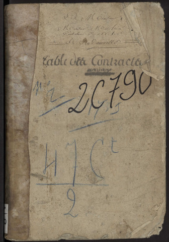 Table du bureau d'Andainville pour la période 1786-1789. Contrats de mariage