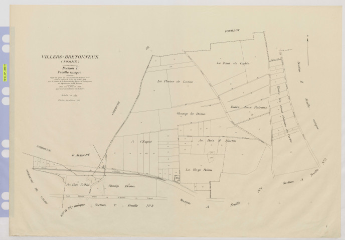 Plan du cadastre rénové - Villers-Bretonneux : section T