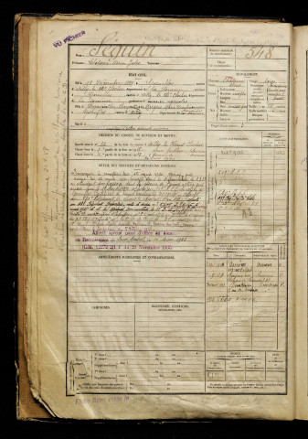 Séguin, Clotaire Adrien Jules, né le 12 décembre 1899 à Gorenflos (Somme), classe 1919, matricule n° 548, Bureau de recrutement d'Abbeville