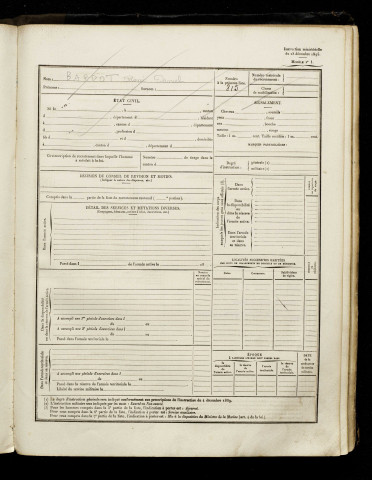 Bardot, René Daniel à Paris 15e Arrondissement (Paris), classe 1918, matricule n° 12, Bureau de recrutement d'Amiens