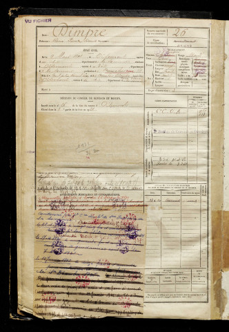 Dimpre, René Pierre Denis, né le 09 mars 1901 à Oisemont (Somme), classe 1921, matricule n° 26, Bureau de recrutement d'Amiens