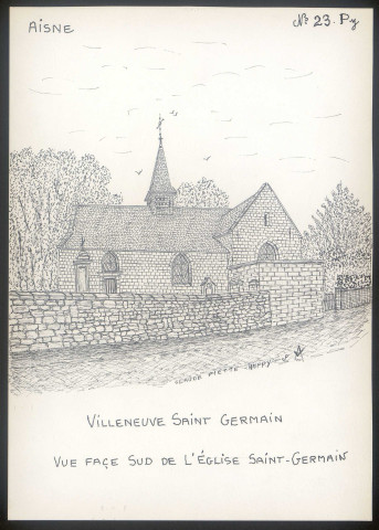 Villeneuve-Saint-Germain (Aisne) : vue face sud de l'église Saint-Germain - (Reproduction interdite sans autorisation - © Claude Piette)