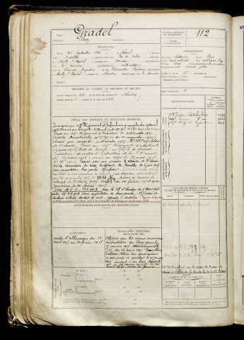 Gradel, Fleury, né le 25 septembre 1896 à Noreuil (Pas-de-Calais), classe 1916, matricule n° 112, Bureau de recrutement d'Abbeville