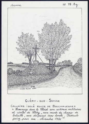 Cléry-sur-Somme : calvaire isolé route de Bouchavesnes - (Reproduction interdite sans autorisation - © Claude Piette)