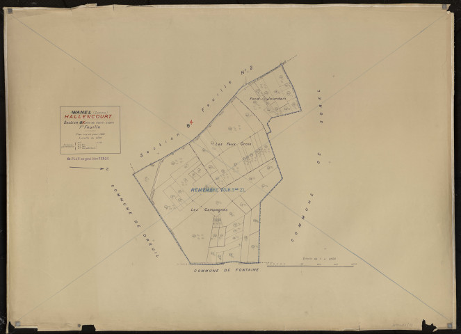 Plan du cadastre rénové - Hallencourt (Wanel) : section K1