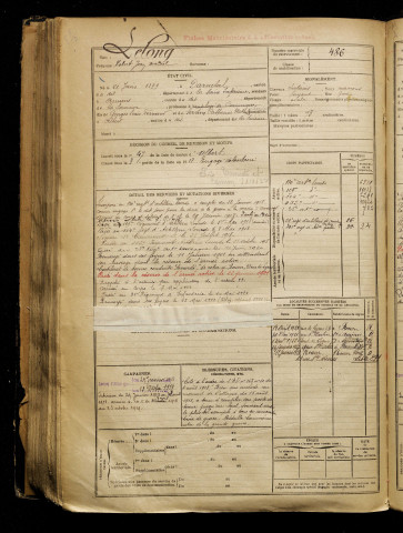 Lelong, Robert Jean Marcel, né le 21 juin 1899 à Darnétal (Seine-Maritime), classe 1919, matricule n° 486, Bureau de recrutement de Péronne