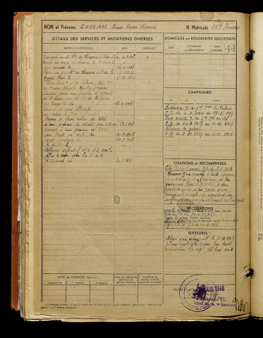 Gaudière, Louis André Fernand, né le 29 octobre 1897 à Salouël (Somme), classe 1917, matricule n° 239, Bureau de recrutement d'Amiens