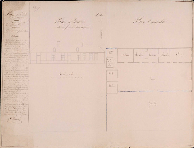 Gauville. Plan de l'école des garçons