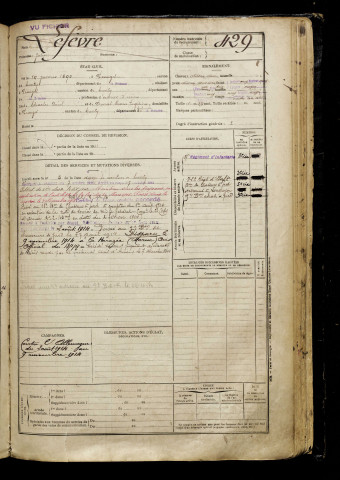 Lefèvre, Julien, né le 19 janvier 1890 à Prouzel (Somme), classe 1910, matricule n° 429, Bureau de recrutement d'Amiens