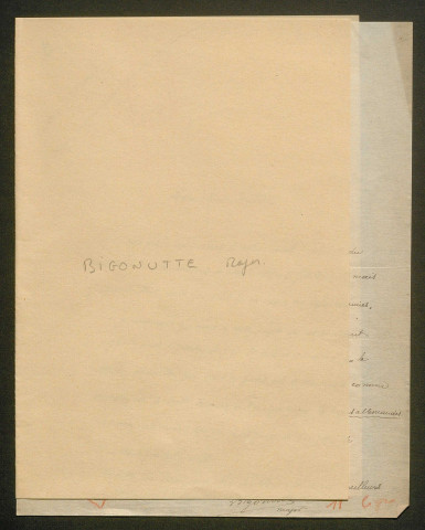 Témoignage de Bigonutte (Major) et correspondance avec Jacques Péricard