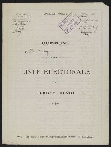 Liste électorale : Villers-lès-Roye