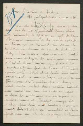 Témoignage de Videau, Emilien Etienne (Caporal) et correspondance avec Jacques Péricard