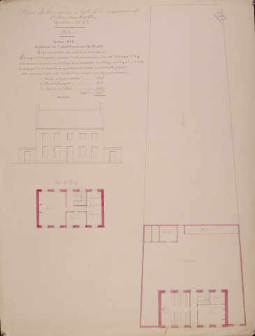 Plan de la maison d'école de la commune de Villers aux Erables