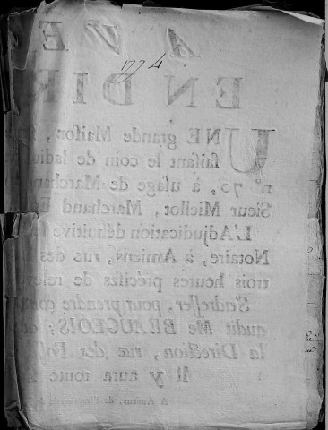 Etude de Me François Henin à Amiens (étude n°3). Minutes de l'année 1774