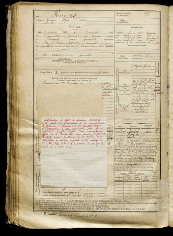 Hernas, Georges Alfred, né le 07 décembre 1885 à Dargnies (Somme), classe 1905, matricule n° 195, Bureau de recrutement d'Abbeville