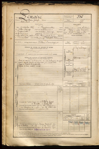 Lemaire, Marie Joseph Vast Paul, né le 17 octobre 1865 à Cardonnette (Somme), classe 1885, matricule n° 736, Bureau de recrutement d'Amiens