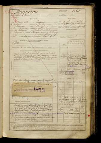 Maqueron, Alfred Florent, né le 10 janvier 1882 à Longueau (Somme), classe 1902, matricule n° 1161, Bureau de recrutement d'Amiens