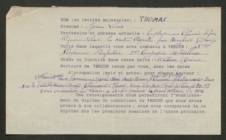 Témoignage de Thomas, Jean-Louis (Tireur) et correspondance avec Jacques Péricard