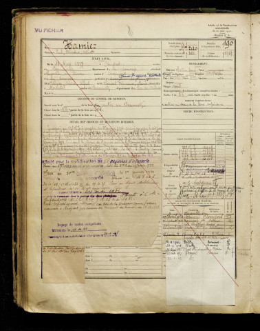 Hamiez, Paul Cléophas Octave, né le 18 mars 1897 à Candas (Somme), classe 1917, matricule n° 351, Bureau de recrutement d'Amiens