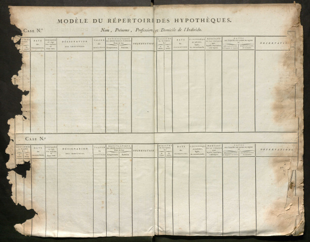 Répertoire des formalités hypothécaires, du 26 messidor an 7 au 14 nivôse an 8, registre n° 011 (Péronne)
