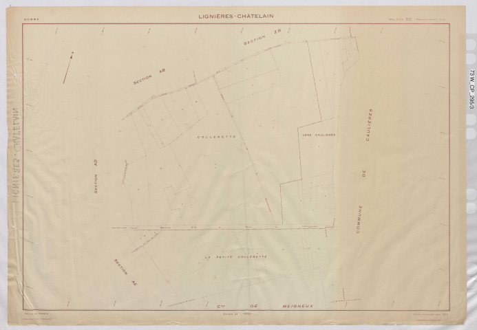 Plan du cadastre rénové - Lignières-Châtelain : section ZC