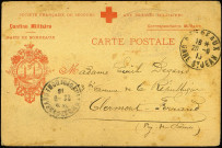 Carte de correspondance militaire (Société française de secours - cantine militaire - gare de Bordeaux) adressée par Emile Degand le 20 septembre 1918 à sa femme alors en résidence à Clermont-Ferrand