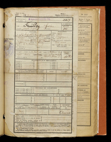 Feuilloy, Joseph Eugène Gaëtan, né le 29 septembre 1897 à Vaux-Marquenneville (Somme), classe 1917, matricule n° 178, Bureau de recrutement d'Amiens