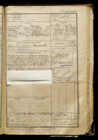 Petit, Gaston, né le 07 mai 1900 à Miannay (Somme), classe 1920, matricule n° 463, Bureau de recrutement d'Abbeville