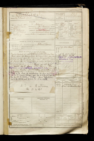 Galland, Bernard Gérard, né le 06 août 1901 à Métigny (Somme), classe 1921, matricule n° 110, Bureau de recrutement d'Amiens